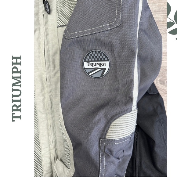 Triumph Gray and Black Men's Motorcyle Jacket CE Protectors size Large - Picture 9 of 16